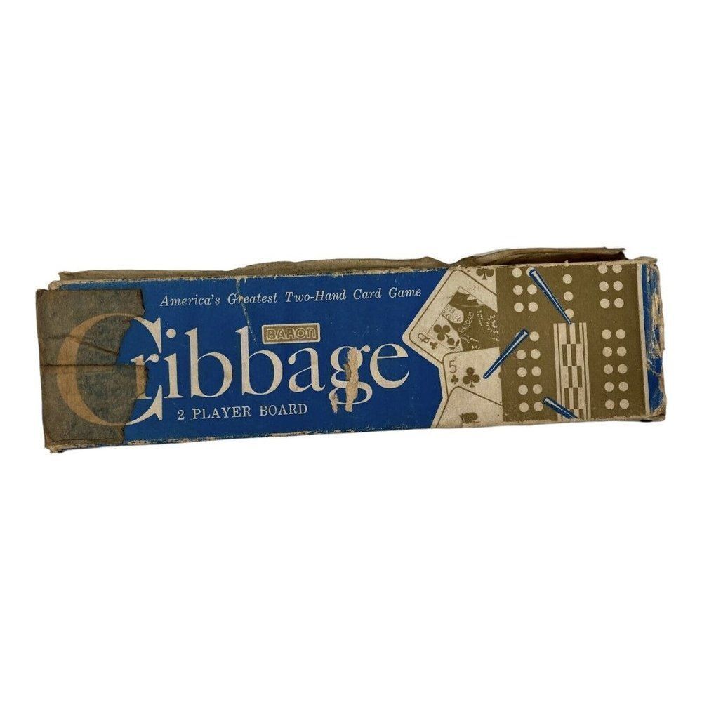 Vintage Baron Wooden Cribbage Board Two Player Includes Original Box Card Game